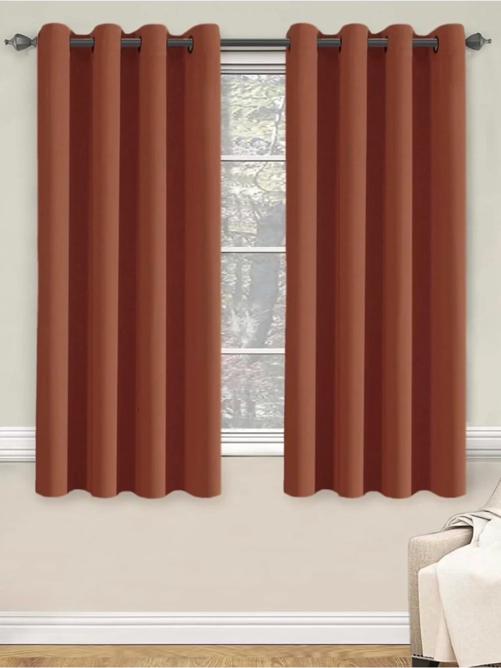 H.VERSAILTEX Blackout Curtain 52x63 Rust Orange Grommet Panel